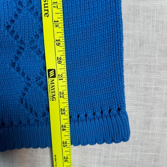 VTG Westarknits Women M Blue Diamond Hand Loomed Knit Sweater Acrylic Nautical - Picture 9 of 10